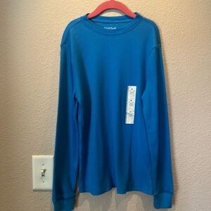 New Cat & Jack Kids Blue Thermal Waffle style knit shirt Size Medium 8-10 NWT